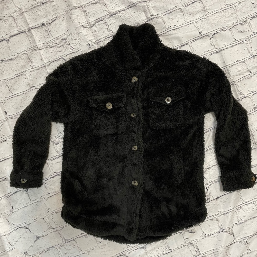 Vintage Havana Girls Faux Fur Shacket Black Size Medium